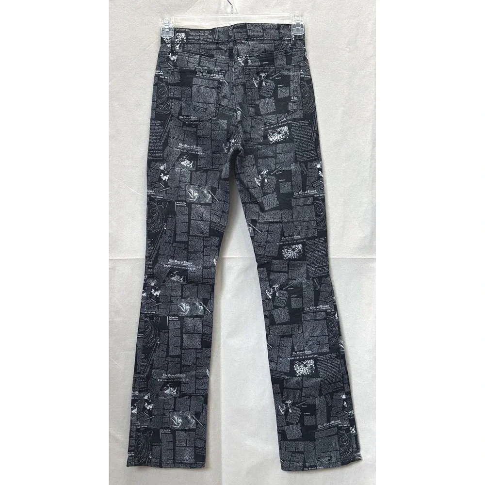 Reformation Newspaper Print Peyton Zine High Rise Bootcut Jeans‎ Black Sz. 25